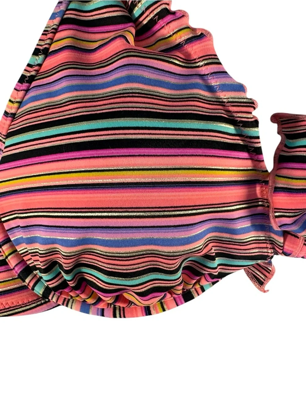 Victoria’s Secret The Fabulous Bikini Top 32D Striped Push Up Halter Y2K